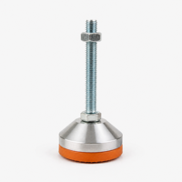 Pieds de nivellement fixes robustes D60*M10*L80 avec patins en caoutchouc orange antidérapants pour machines CNC