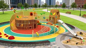 Ensemble d'aventure Château Circulaire et Toboggan en Plastique - Équipement <span class=keywords><strong>de</strong></span> Jeu Extérieur en Bois et PE Haute Capacité pour Parc et <span class=keywords><strong>Jardin</strong></span> - Product Image 2