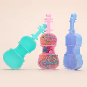 Graziose scatole di plastica rosa verde chiaro a forma di violino per gioielli con perline in plastica