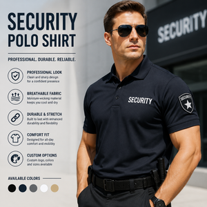 Camiseta Polo Negra de Seguridad de Manga Corta, Uniforme con Logotipo Personalizado, Ropa de Trabajo para Personal - Product Image 1