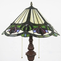 Lampes sur pied LongHuiJing de style Tiffany, design victorien, 2 lumières, bronze, abat-jour en verre teinté de 16 pouces, décoration d'angle de canapé