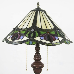 LongHuiJing Tiffany Style Victorian Design 2-<b>light</b> Bronze Floor Lamps 16Inch Stained Glass Lampshade Sofa <b>Corner</b> Decor - Product Image 5