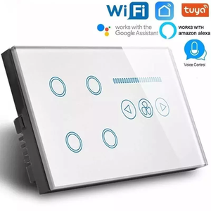 สมาร์ทโฮม147*86มม. UK Touch Tuya Wifi + RF 4ตัวและสวิตช์ปรับความเร็วพัดลมกระจกเทมเปอร์ Wifi Wall Smart Switch รองรับ Google/<span class=keywords><strong>Alex</strong></span> - Product Image 4
