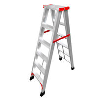 Échelle pliante moderne en aluminium 2x7 marches, type A, de qualité résidentielle, larges marches rivetées, antidérapante, antirouille, capacité 150 kg, conception sécurisée
