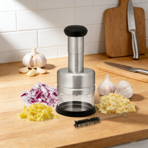 Picador de Alimentos Manual, Picador de Verduras para Cebolla, Ajo, Nueces, Cortador de Verduras Manual con Cuchilla de Acero Inoxidable - Product Image 1