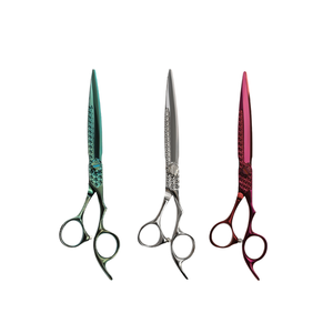 Ensemble de ciseaux de barbier en acier inoxydable avec manche en acier, lame droite, ciseaux de coupe et d'effilage pour coiffeur professionnel - Product Image 1