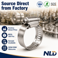 Colliers de serrage en acier inoxydable 304 NLD Fastener, 1/2 pouce, à vis sans fin, pour tuyaux métalliques