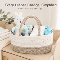 Panier de rangement en corde de coton avec logo couleur personnalisé, OEM ODM, sac fourre-tout tissé à la main avec séparateur amovible pour bébé, usage multifonctionnel
