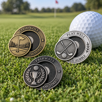 Marqueur de balle de golf personnalisé en alliage de zinc, or et argent antique, avec insert magnétique amovible, souvenir de tournoi de golf, cadeau personnalisé