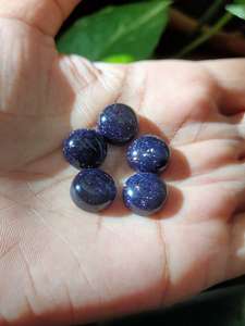 Cabujón de Piedra Arenisca Azul Brillante en Forma Redonda para Joyería, Anillos, Collares, Pulseras de Piedra Dorada, Piedra del Sol Brillante - Product Image 6