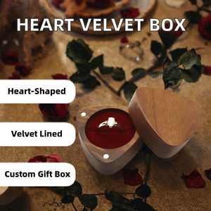 Boîte à bague en bois de noyer avec fermeture magnétique, intérieur en velours, pour fiançailles, mariage, rangement de bagues, boîte cadeau, logo personnalisé disponible - Product Image 2