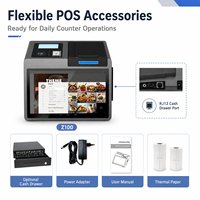 Terminal POS Pintar Z100 Layar Sentuh Besar Printer Thermal Terintegrasi Pembaca Kartu NFC IC Dukungan Laci Uang RJ12