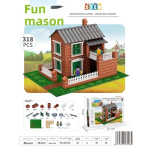 Miniature de <span class=keywords><strong>maison</strong></span> de maçon en plastique à assembler soi-même, modèle de simulation de <span class=keywords><strong>villa</strong></span>, jouet de construction pour enfants et nourrissons - Product Image 3
