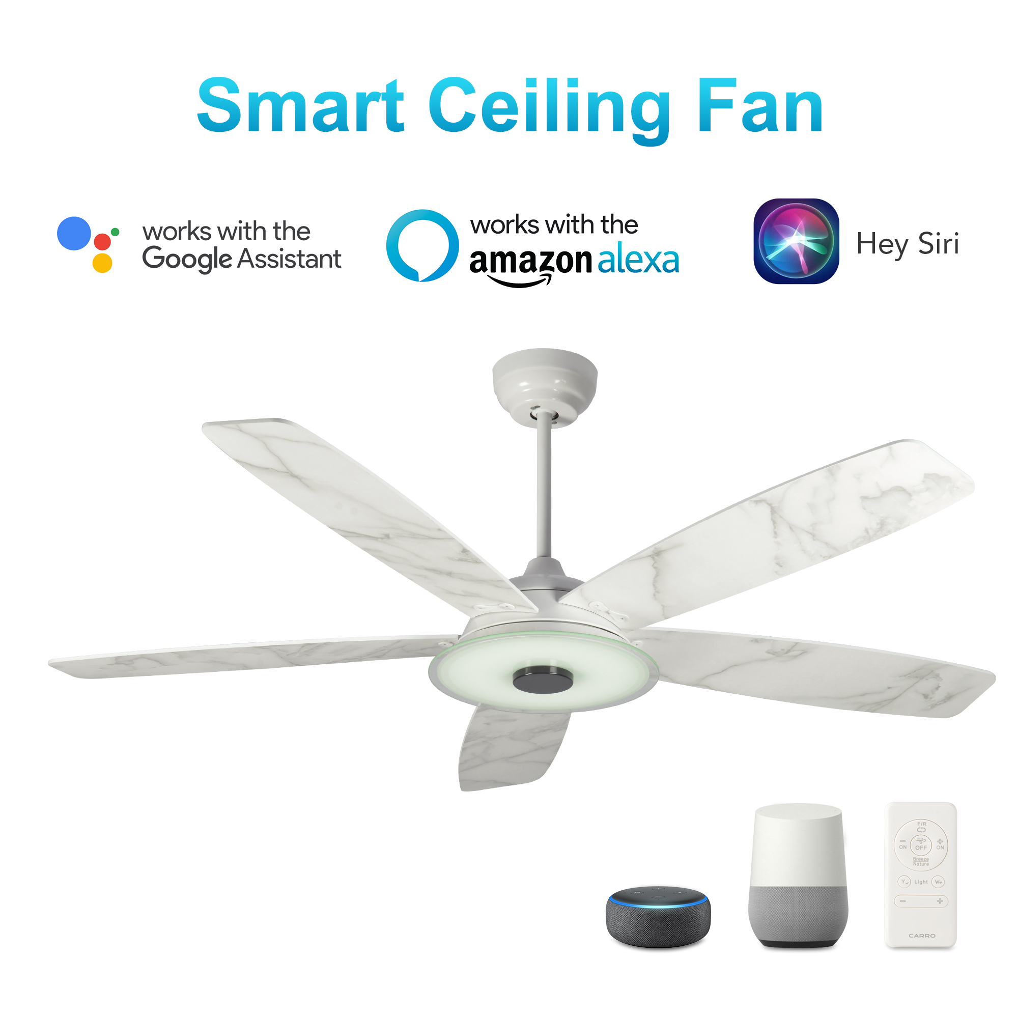 CARRO Striker 52 inch 5 blades fancy ceiling fan light with remote control ceiling fan with  Plywood blades