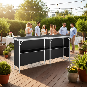 Mesa de Bar Portátil 77.95 X 15.16 X 34.65 con Estante de Almacenamiento y Base Negra para Eventos Interiores y Exteriores - Product Image 2
