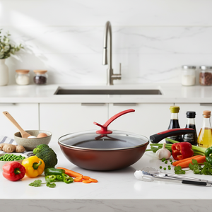 En gros, Wok en fer antiadhésif <span class=keywords><strong>de</strong></span> 32 cm, exportation, faible émission <span class=keywords><strong>de</strong></span> fumée, compatible gaz et induction, ensemble <span class=keywords><strong>de</strong></span> poêles à frire en céramique - Product Image 1