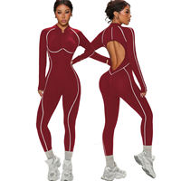 Combinaison de yoga taille haute pour femme grande taille, dos découpé, unie, en tissu intelligent imperméable et respirant, extensible dans les quatre sens, longueur intégrale, pour le fitness