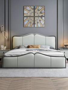 Base de Cama Matrimonial con Almacenamiento, Camas de Cuero de Lujo Modernas, Cama Infantil Moderna con Almacenamiento, Sofá Cama Moderno con Almacenamiento, Cama de Madera - Product Image 1