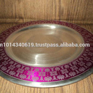 Placa cargadora de metal para eventos de boda fiesta temática diseño personalizado placa cargadora - Product Image 1