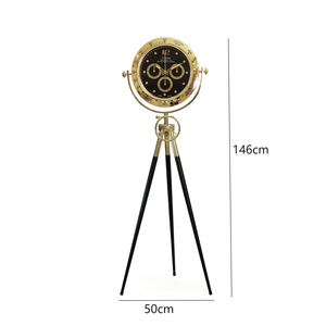 Floor <b>Clock</b> Standing <b>Clock</b> 146cm Height Antique Style Round Design Black Tripod Base - Product Image 1