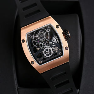 Reloj de Pulsera Mecánico de Lujo con Tourbillon, Forma de Barril Negro 1701, Incrustaciones de Diamantes, Chapado en Oro Rosa, Acero Inoxidable para Hombre - Product Image 4