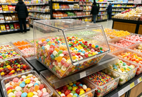 ECOBOX Bac de stockage alimentaire avec pelle, empilable, en plastique, pour dattes, chocolat, aliments secs, snacks, noix, bonbons, fruits secs, pour la vente en gros en magasin