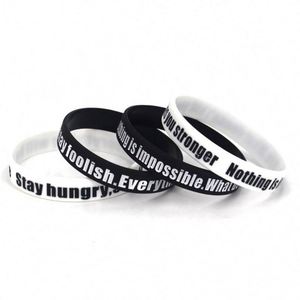 สายรัดข้อมือซิลิโคนยางพิมพ์ลายคำคมสร้างแรงบันดาลใจ งานฝีมือแบบ Debossed ของขวัญสำหรับนักกีฬา ปรับแต่งได้ - Product Image 4