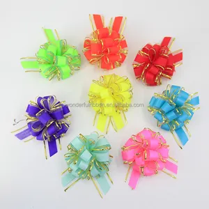 Flower Christmas Bow For Gifts Decoration Plastic Pull String Gift Ribbon Bows Plastic Printed Butterfly Pull Bow Ribbon