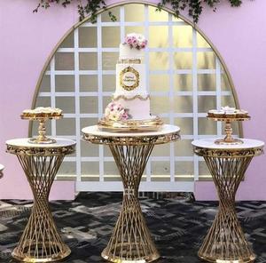 Juego de 3 Piezas de Centros de Mesa de Metal Dorado de Alta Calidad de 70/80/90 cm para Bodas, Soporte Moderno para Pastel de Boda, Cumpleaños - Product Image 4
