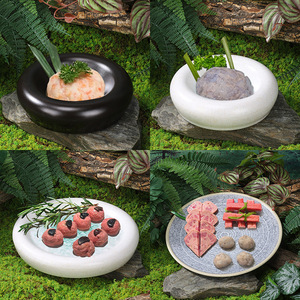 Assiette ronde en mélamine pour pâtes de crevettes, boulettes de viande à la truffe noire et bœuf aux trois poivres, pour repas d'hôtel et service café-thé - Product Image 1