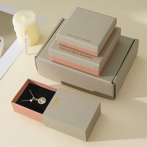 Boîtes personnalisées en carton écologique avec couvercles et bases, roses et grises, pour boucles d'oreilles, bagues, pendentifs, bracelets et colliers - Product Image 5