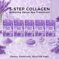 Kit de pédicure spa moussant professionnel de luxe à la lavande, détoxifiant au collagène, 5 étapes, pour distributeurs de fournitures d'onglerie en gros