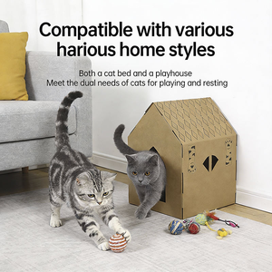 Bulk ecologisch verantwoorde golfkartonnen kattenhuis, gedeelde speelruimte voor meerdere katten, voor dierenwinkels en wederverkopers - Product Image 4