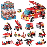 Juguete de Bloques de Construcción de Flores, Camión de Bomberos de Ensamblaje por Giro para Niños, Pequeñas Piezas, Caja Sorpresa al por Mayor para Niños