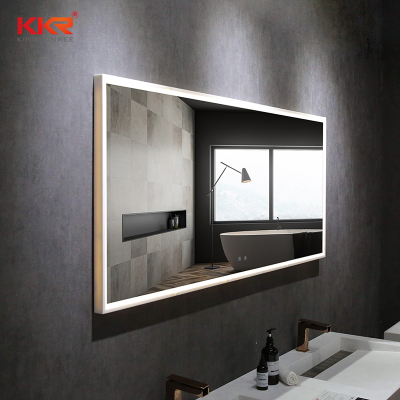 Miroir LED intelligent anti-buée pour salle de bain Miroir lumineux mural à LED avec température Miroir intelligent