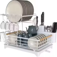 Égouttoir à vaisselle double niveau pour cuisine, support de rangement de comptoir à deux étages, organisateur de bols et assiettes