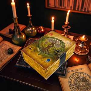 Diario de Cuero Hecho a Mano con Diseño de Árbol de la Vida y Ouroboros, Libro de Hechizos Vintage con Papel de Borde Rústico - Product Image 3
