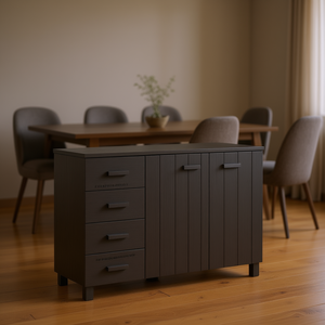 Credenza in Legno di Pino Grigio Scuro, Materiale MDF, Design Moderno, Arredamento per la Casa - Product Image 2