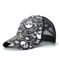 Gorra Trucker de Calavera y Esqueleto para Mujer, Gorra de Béisbol de Halloween con Malla Trasera, Estilo Gótico para Festival, Gorra Trucker de Leopardo OEM/ODM