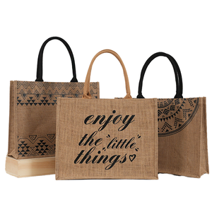 Sac fourre-tout réutilisable en jute naturel, écologique, style bohème, grande capacité, pour le shopping ou la plage, impression personnalisée OEM - Product Image 1