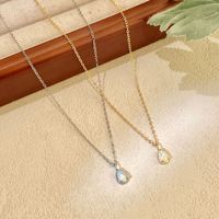 Collier pendentif goutte d'eau en opale australienne plaqué or 18 carats en argent sterling S925 de la marque SPJ, bijoux minimalistes raffinés