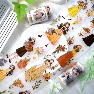 Ruban PET 2M/Rouleau Série Rêves Florissants Matériel de décoration pour carnet littéraire et artistique Autocollants en boucle - Product Image 3