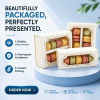Boîte en carton de qualité supérieure, impression quadricolore personnalisée, boîte d'emballage pour macarons de qualité alimentaire avec fenêtre