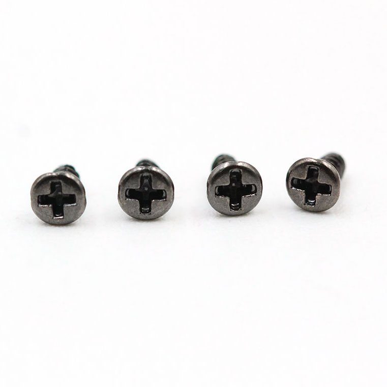 Custom Low Head Cylinder Phillips Slot Carbon Steel Black Nickel Coated Pointed End Self Tapping Screw