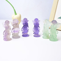 Fluorite naturelle sculptée en forme de macaron, ange, fille en prière, cristal, décoration de bureau, décoration de la maison, méditation, souvenir d'anniversaire
