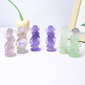 Fluorita Natural Tallada en Forma de Macarrón, Ángel Orando, Cristal, Decoración de Escritorio para el Hogar, Meditación, Recuerdo de Cumpleaños - Product Image 6