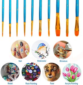 Ensemble de pinceaux <span class=keywords><strong>aquarelle</strong></span> BOMEIJIA, manche en <span class=keywords><strong>bois</strong></span> de qualité supérieure, 10 pièces, formes variées, poils en nylon, ensemble de pinceaux de peinture, fournitures artistiques - Product Image 4