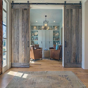 ระบบประตูบานเลื่อนพีวีซีในร่มที่ทันสมัยพร้อมกรอบอลูมิเนียมกระจกเทมเปอร์และพื้นผิวไม้สำหรับ<span class=keywords><strong>ห้อง</strong></span>นอนและตู้เสื้อผ้า - Product Image 4