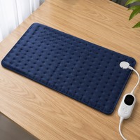 Coussin chauffant électrique de luxe bleu marine OEM/ODM 12*24 pouces avec contrôleur numérique LED, 6 niveaux de chaleur et protection contre la surchauffe