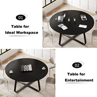Table à manger ronde noire de 60 pouces, fournisseur direct d'usine en gros, mobilier commercial pour restaurants et hôtellerie